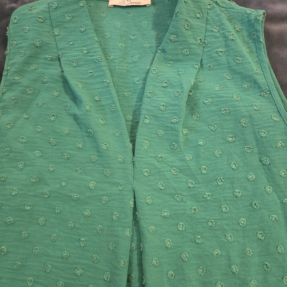 La Serein Green Sleeveless Blouse
